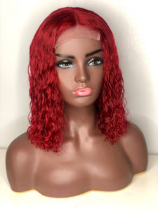 Candy Apple Red Lace Closure Wig- Curly
